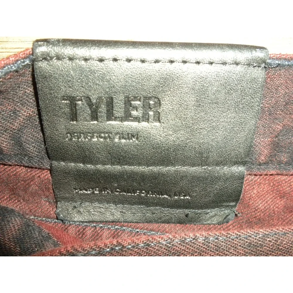 J Brand Tyler Jeans Mens 34x31 Oxblood Burgundy‎ Perfect Slim Fit Tapered Sleek